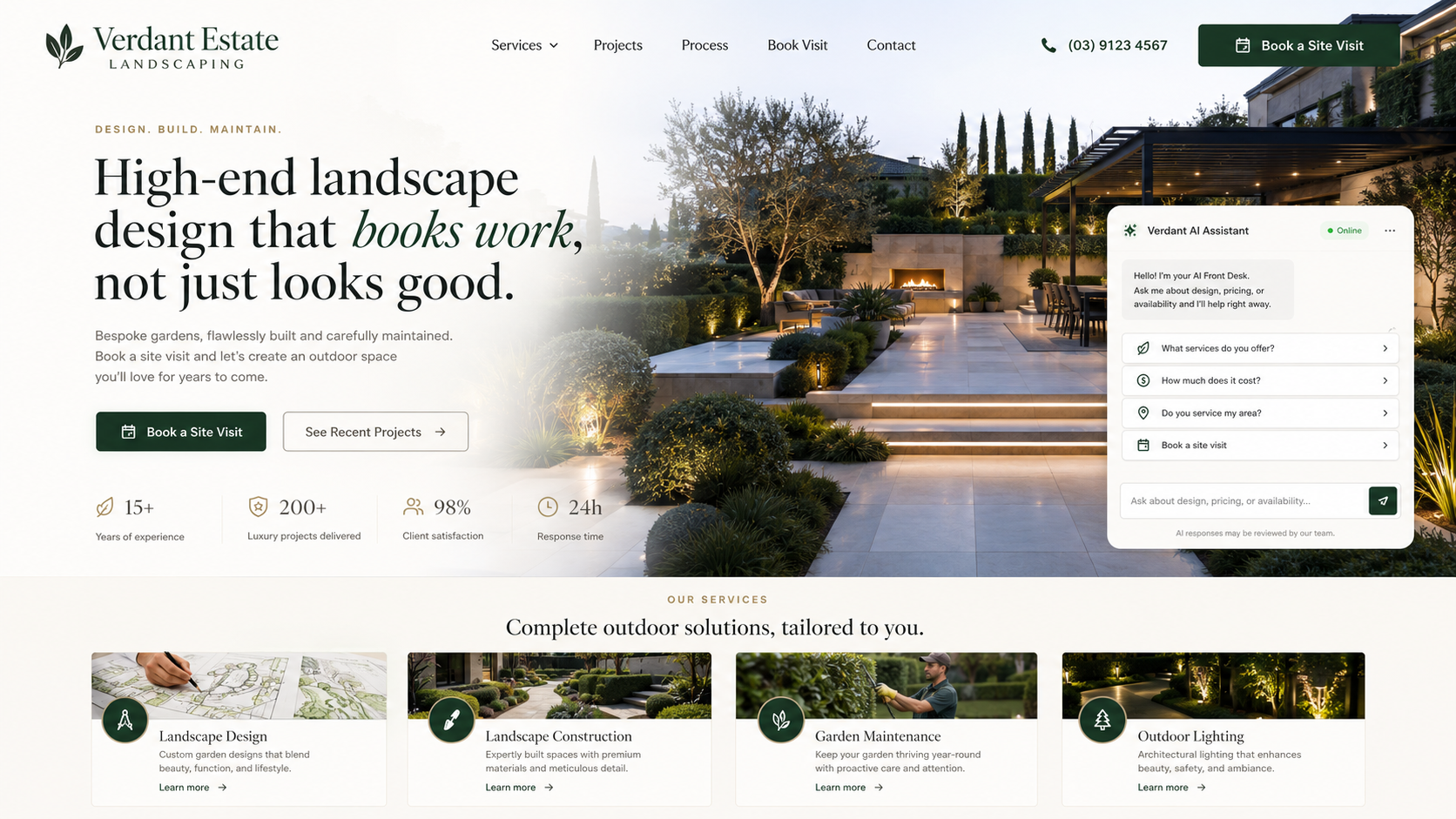 Verdant Estate Landscaping Smart Site mockup