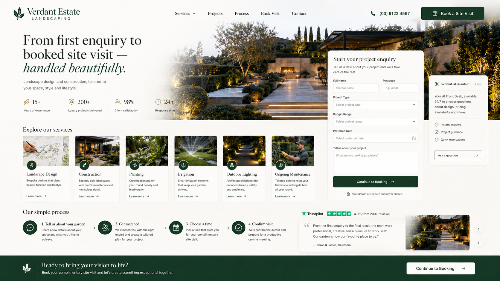 Verdant Estate Landscaping Smart Site mockup