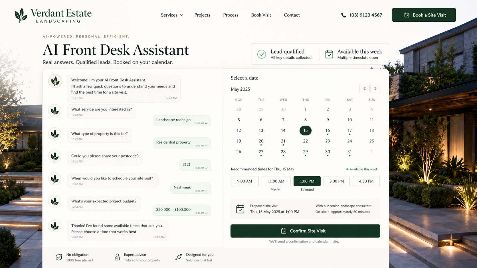 Verdant Estate Landscaping Smart Site mockup