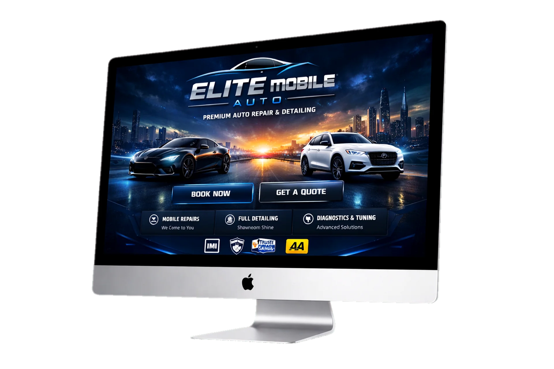 After: premium rebuilt website on iMac